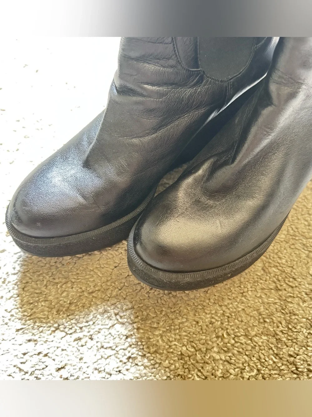 Robert Clergerie Paris Black Leather Wedge Platform Chelsea Boots Womens